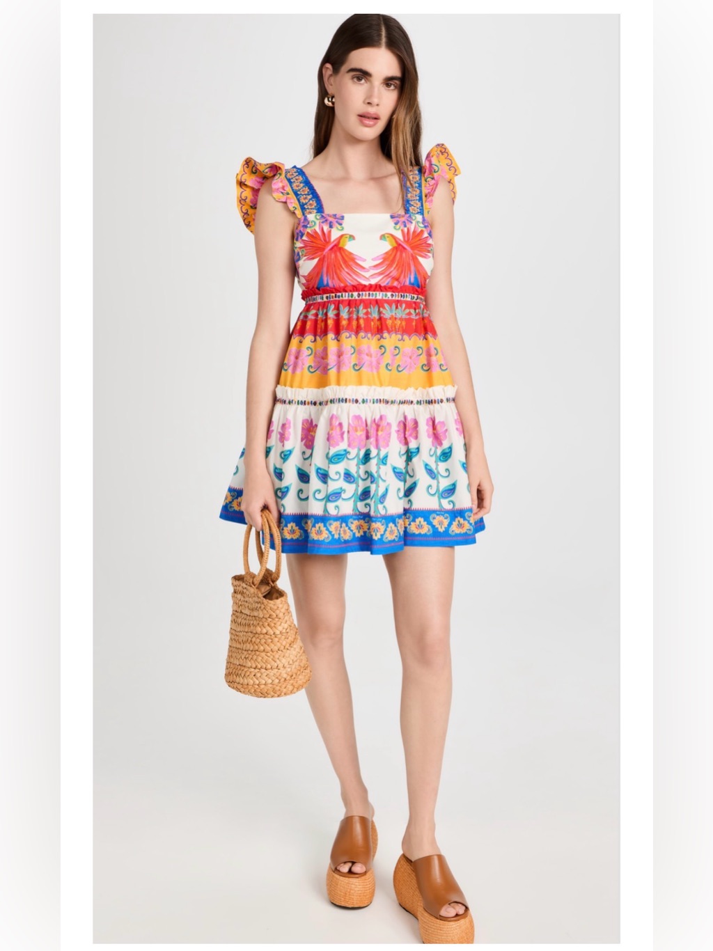 Farm Rio Vivid Garden Off White Mini Dress